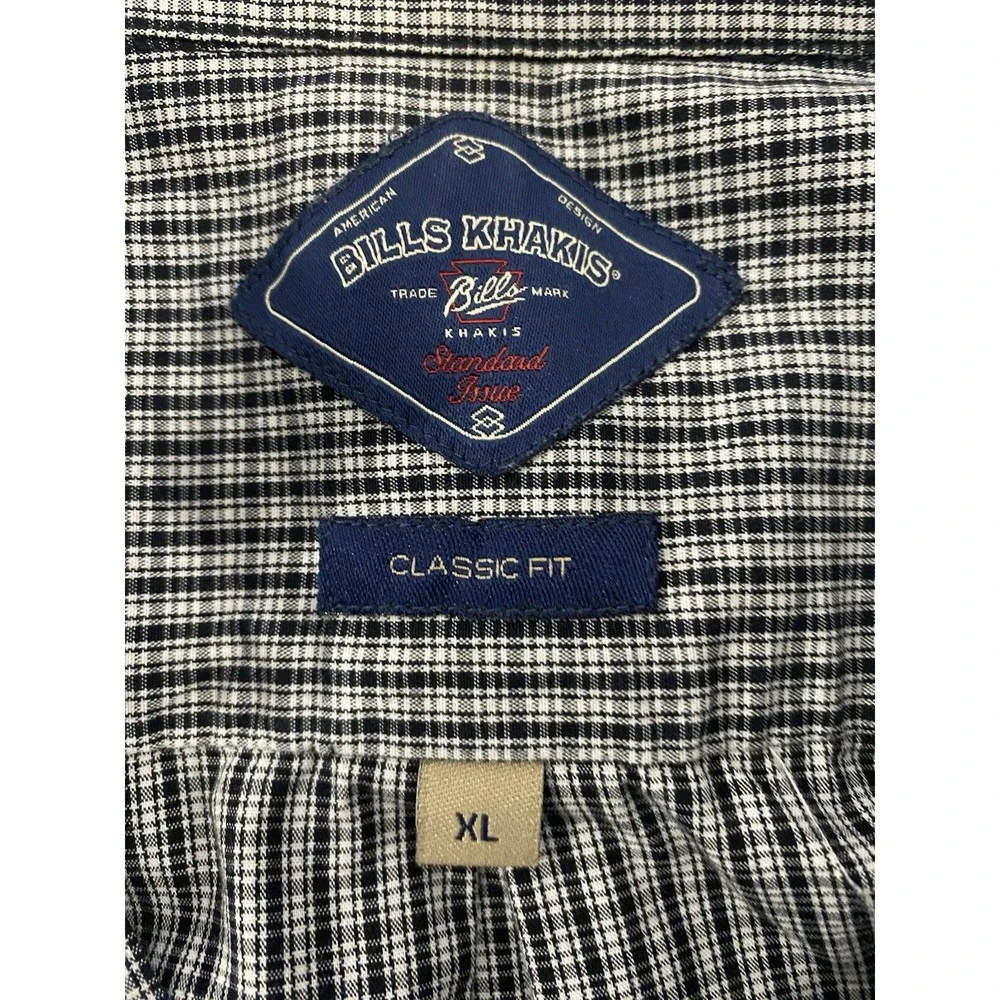 Bills Khakis Black White Plaid Checker Button Down Shirt - XL‎ Classic Fit